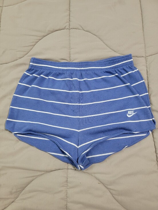 Nike Pants - Vintage Blue & White Striped Nike Running Shorts - Size Medium